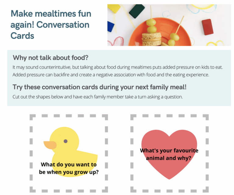make mealtimes fun again! conversation cards