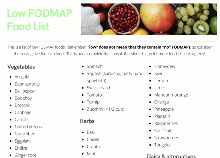 Low & High FODMAP Food List