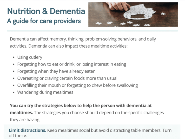 nutrition and dementia a guide for care providers