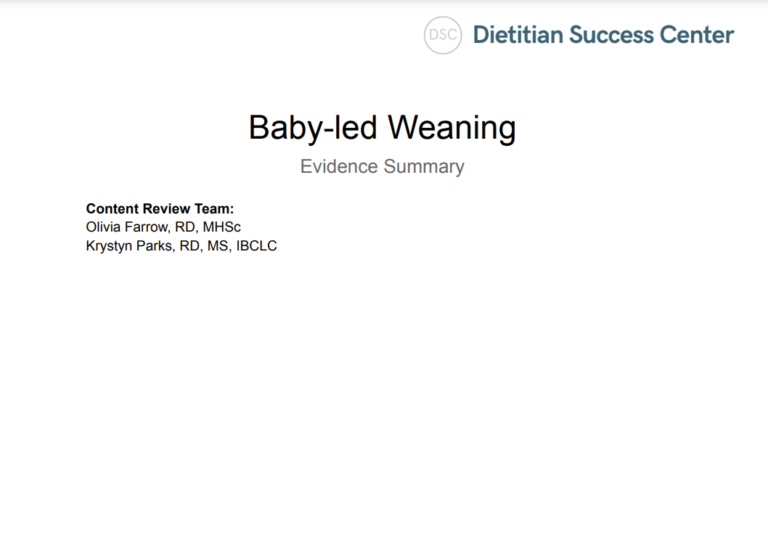 baby-led weaning evidence summary