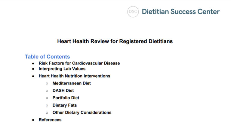 heart health review for registered dietitians
