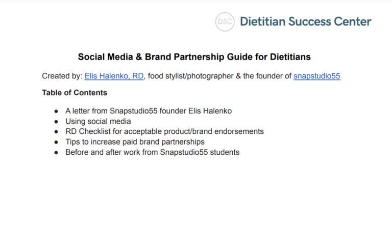 social media & brand partnership guide for dietitians