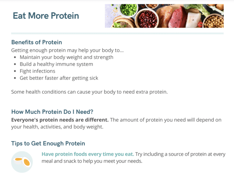 Client handout increasing protein, protein sources