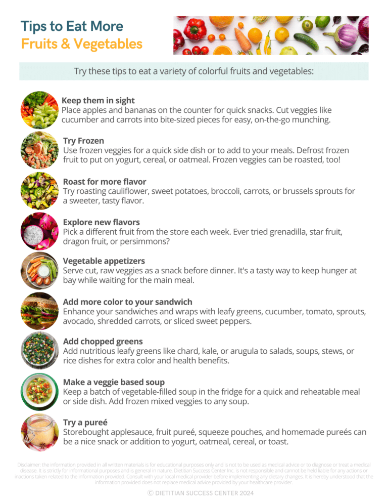 Tips to Eat More Fruits & Vegetables