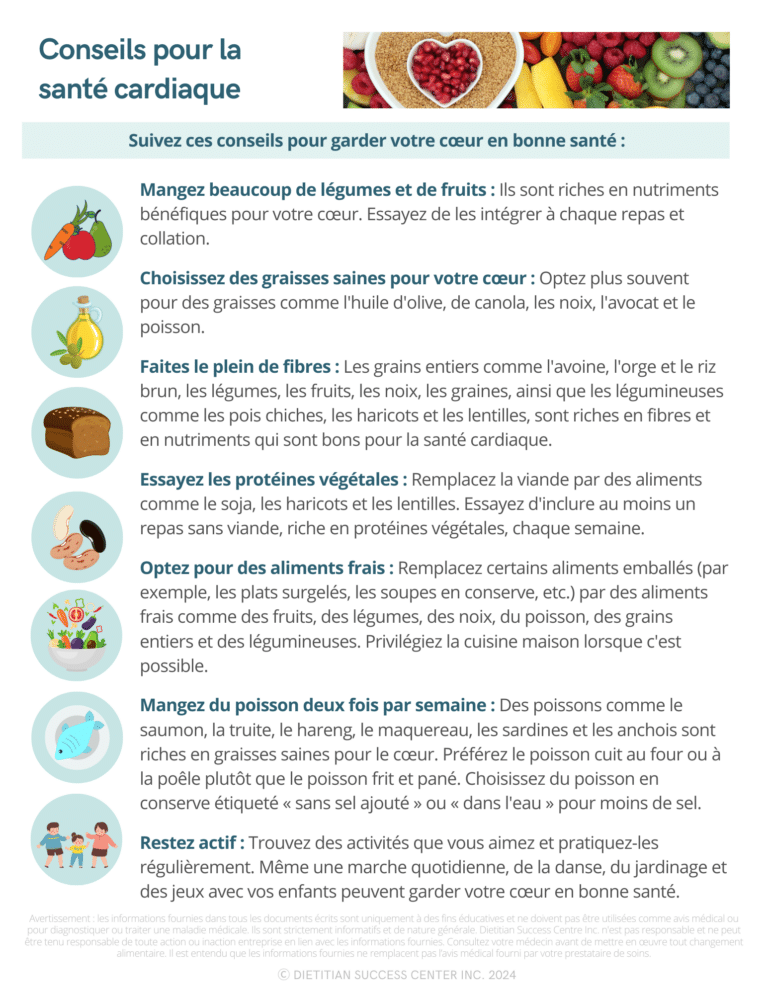 (French) Heart Health Tips, Conseils pour la santé cardiaque